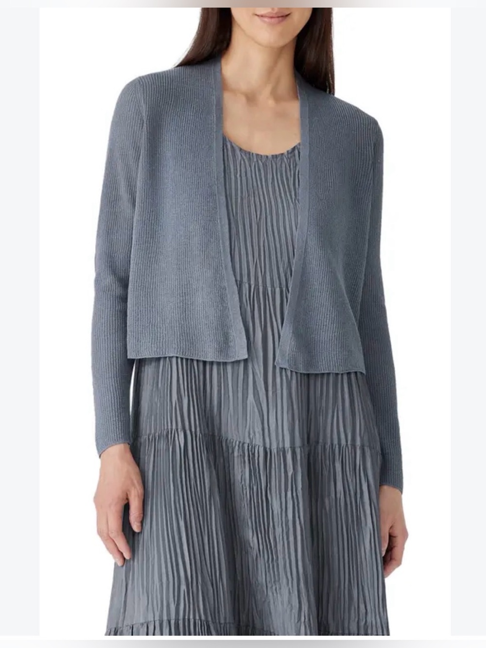 Eileen Fisher Lightweight organic linen cotton blendOpen-Front Women's Cardigan